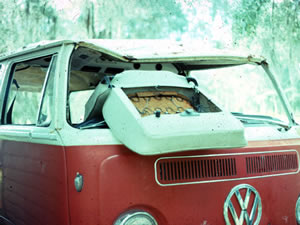 front seat laying in windshield